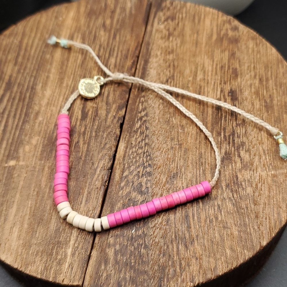 Pura vida B2816 colorful heishi shell pink and white bracelet tropic sunset 🌇
